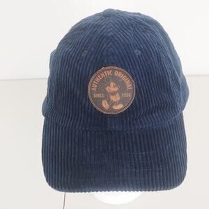 Disney Mickey Mouse Blue Corduroy Disney Parks Baseball Hat Adjustable Snap Back